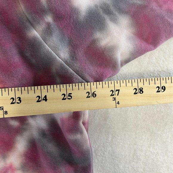 Womens PINK Tie Die Dickies Zip Up Hoodie Heavyweight Embroidered Patch Size XL - Picture 7 of 9